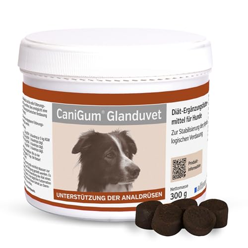 alfavet CaniGum Glanduvet, Kaudrops für Hunde bei Analdrüsenverstopfung, unterstützt Kotqualität und Darmwohl, Ergänzungsfuttermittel, 120Gramm von Alfavet