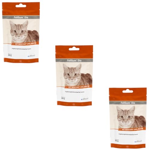 alfavet FeliGum Dia | 3er Pack | 3 x 40 g | Diät-Ergänzungsfuttermittel bei Durchfall für Katzen | Kaudrops von Alfavet