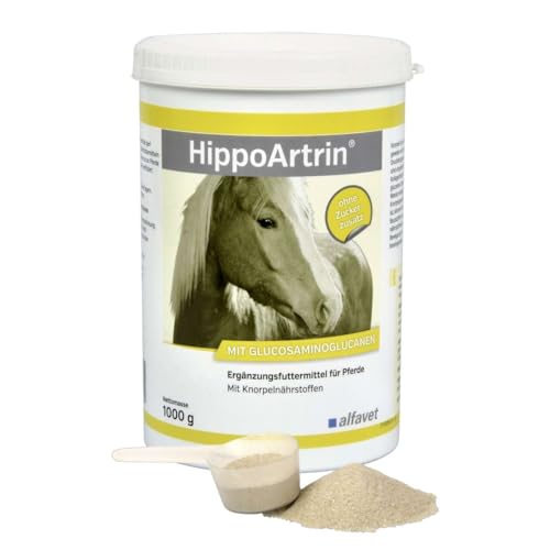 alfavet HippoArtrin mit Knorpelnährstoffen für gesunde Knorpelsubstanz und Gelenkfunktion, Ergänzungsfuttermittel für Pferde, Pulver 1.000g Dose von Alfavet