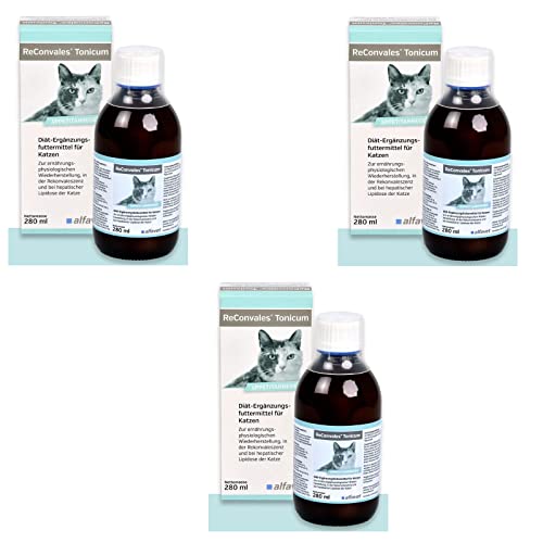 Alfavet ReConvales Tonicum für Katzen | 3er Pack | 3 x 280 ml | Diät-Ergänzungsfuttermittel | In der Rekonvaleszenz, bei Untergewicht und bei der hepatischen Lipidose der Katze von Alfavet