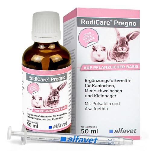 alfavet RodiCare Pregno, unterstützt hormonelle Prozesse bei Scheinschwangerschaft von Kleinnagern, Nahrungsergänzung, 50ml mit Dosierspritze von Alfavet