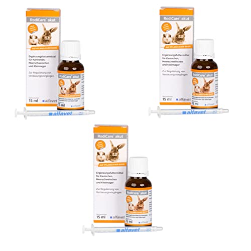Alfavet RodiCare akut - bei Verstopfungen für Heimtiere - Bundle - 3 x 15 ml von Alfavet