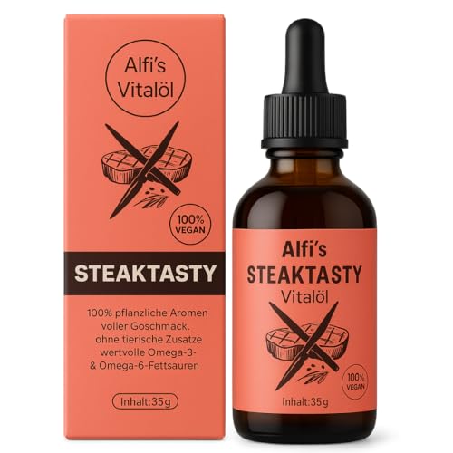Lachsöl Alternative veganes Vitalöl für Hunde & Katzen mit Steak-Geschmack Omega 3 & 6 aus Leinöl, Nachtkerzenöl & Olivenöl mit Antioxidantien 140 Portionen Alfi´s Gourmet Kitchen von Alfi´s Gourmet Kitchen