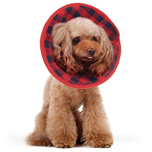 Alfie Pet Candace Soft Recovery Halsband für Hunde und Katzen, Flanell, Rot, Größe XL von Alfie