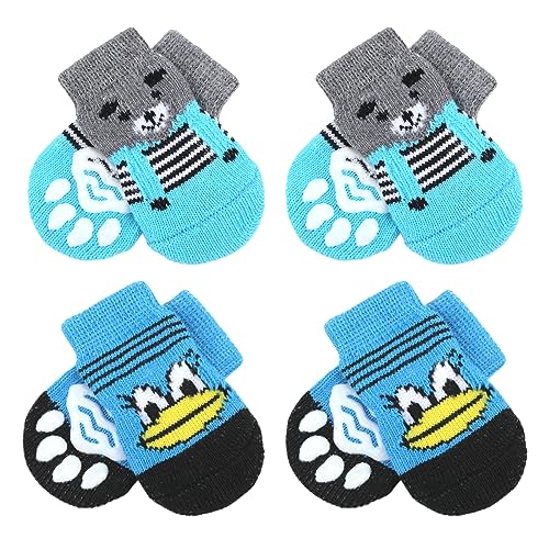 Alfie Pet Mason 2 Set mit 4 Haustier-Socken, rutschfest, für kleine Hunde, Größe L, Blau von Alfie