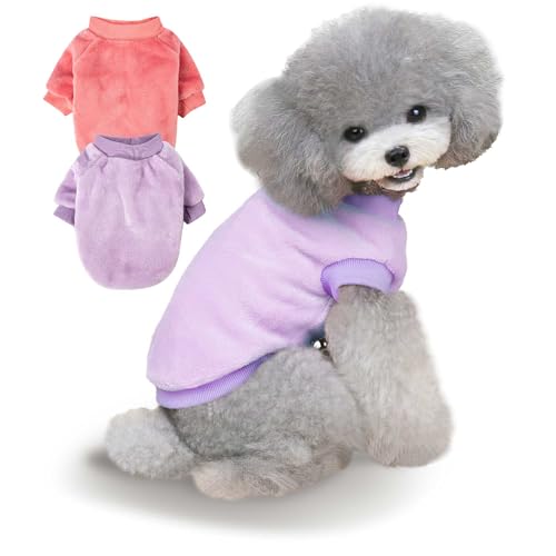 Algudbilt Hundepullover | 2er-Pack Kleiderjacken XXS – XXL für kleine Hunderassen (Männer und Mädchen), superweiche Wintermäntel, Pullover für Hunde und Katzen, Haustierbekleidungs-Outfits (Dunkelrosa von Algudbilt