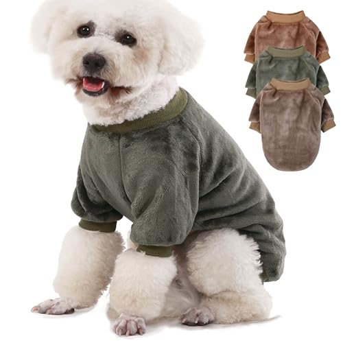Algudbilt Hundepullover | 3er-Pack Kleiderjacken XXS – XXL für kleine Hunderassen (Herren und Mädchen), superweiche Wintermäntel, Pullover für Hunde und Katzen, Haustierbekleidungs-Outfits (Braun von Algudbilt