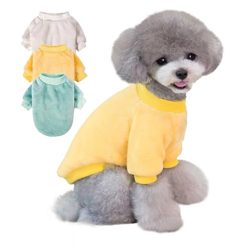 Algudbilt Hundepullover | 3er-Pack Kleiderjacken XXS – XXL für kleine Hunderassen (Herren und Mädchen), superweiche Wintermäntel, Pullover für Hunde und Katzen, Haustierbekleidungsoutfits (cremefarben von Algudbilt