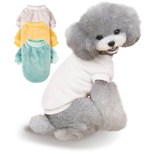Algudbilt Hundepullover | 3er-Pack Kleiderjacken XXS – XXL für kleine Hunderassen (Männer und Mädchen), superweiche Wintermäntel für Hunde und Katzen, Haustierbekleidungsoutfits (cremefarben, grün von Algudbilt