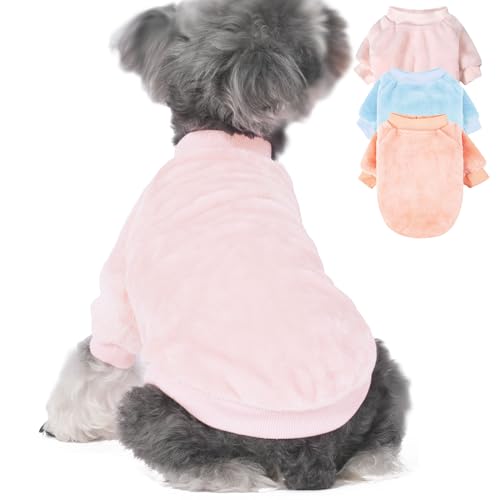 Algudbilt Hundepullover | 3er-Pack Kleiderjacken XXS – XXL für kleine Hunderassen (Männer und Mädchen), weiche Wintermäntel, Pullover für Hunde und Katzen, Haustierbekleidungsoutfits (Ballettrosa von Algudbilt