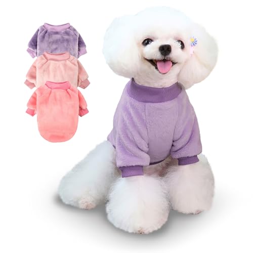 Algudbilt Hundepullover für kleine Hunde, Jungen, Mädchen, XS, Hunde- und Katzen-Shirts, Winterkleidung, Sweatshirt, Welpenmantel, Bekleidung (Violett-Rosa, Größe XS), 3er-Pack von Algudbilt