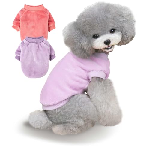 Algudbilt Hundepullover für kleine Hunde, Jungen, Mädchen, XS, Winterkleidung, Sweatshirt, Welpenmantel, Kleidung, Dunkelrosa, Lavendel, Größe M, 2 Stück von Algudbilt