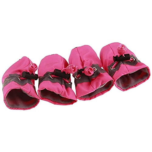 Aliaga 4 Hunde Regenstiefel Rutschfest Weiche Wasserdichte Schuhe Geeignet Für Hunde, Welpen, Haustiere (Rosa) von Aliaga