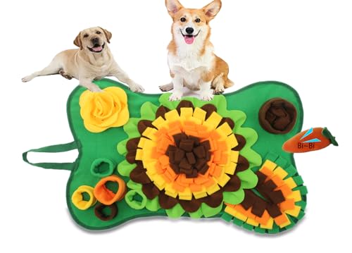Alibuy Schnüffelmatte für Hunde, Haustiere, langsames Füttern, Schnüffelunterlage, interaktives Puzzle-Spielzeug für kleine, mittelgroße und große Hunde, Training, Stressabbau (brauner Knochenstil) von Alibuy