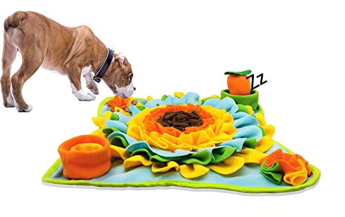 Alibuy Schnüffelmatte für Hunde, Haustiere, langsames Füttern, Welpen-Schnüffelunterlage, interaktives Puzzle-Spielzeug für kleine, mittelgroße und große Hunde, Training, Stressabbau (Blumenmuster) von Alibuy