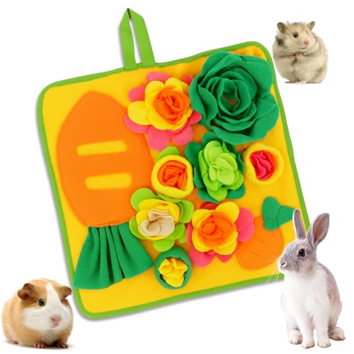 Kaninchen-Futtermatte, Schnüffelmatte für Kleintiere, Hasen-Puzzle, Spielzeug, Haustiere, interaktive Fütterungsmatte für Meerschweinchen, Igel, Chinchilla-Welpen (Gelb, M) von Alibuy