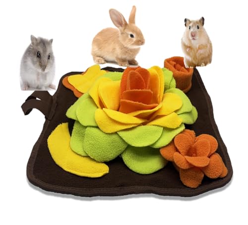 Kaninchen-Futtermatte, Schnüffelmatte für kleine Tiere, Hasen-Puzzle, Spielzeug, Haustiere, interaktive Fütterungsmatte für Meerschweinchen, Igel, Chinchilla, Welpen (Orange) von Alibuy