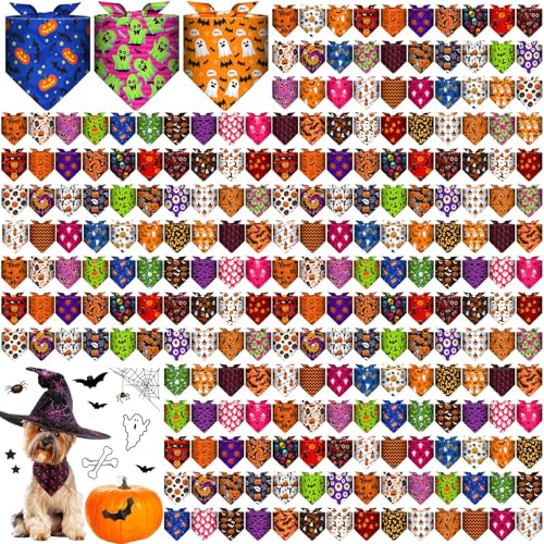 Aliceset Halloween-Hundehalstuch, gruseliger Kürbis, Geist, Fledermaus, Spinnennetz, Halstuch, Dreieck, Haustier-Schal, weiches Geschenk, Katzenkostüm, Foto-Requisite, Zubehör für die meisten von Aliceset