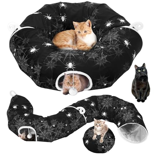 Aliceset Halloween-Katzentunnelbett für Indoor-Katzen, 91 x 91 x 25 cm, faltbarer Katzen-Donut-Tunnel mit waschbarem Kissen, Halloween-Spinne, Haustier, Peekaboo-Höhle, Spielzeug für kleine Kätzchen Aliceset Halloween-Katzentunnelbett für Indoor-Katzen, 91 x 91 x 25 cm, faltbarer Katzen-Donut-Tunnel mit waschbarem Kissen, Halloween-Spinne, Haustier, Peekaboo-Höhle, Spielzeug für kleine Kätzchen von Aliceset