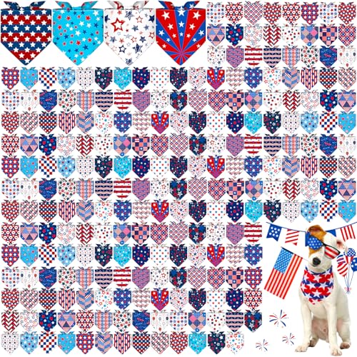 Aliceset Hundehalstuch-Set für den 4. Juli, großes amerikanisches Unabhängigkeitsmuster, Dreieck, Haustier-Schal, weiches Haustiergeschenk, tägliches Katzenkostüm, Zubehör für kleine und mittelgroße von Aliceset