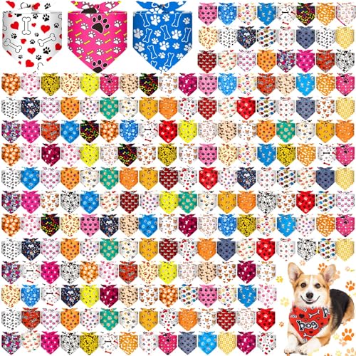 Aliceset Hundehalstuch-Set mit Pfotenknochen, für den Sommer, hawaiianisches Muster, bedrucktes Halstuch, Dreieck, Haustier-Schal, Haustier-Geschenke, tägliches Katzenkostüm, Zubehör für kleine und von Aliceset