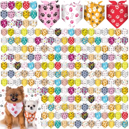 Aliceset Hundehalstücher mit Pfotenabdruck, niedliches Halstuch, Lätzchen, weich, Dreieckstuch, verstellbar, Urlaubskostüm, Halstuch für Jungen und Mädchen, kleine und mittelgroße Haustiere, 180 Stück von Aliceset