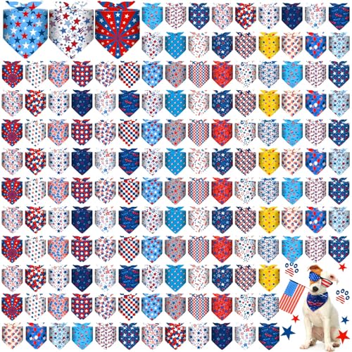 Aliceset Hundehalstücher zum 4. Juli, Patriotische Hundehalstücher, Unabhängigkeitstag, weiches Dreieckstuch, Flagge, Halstuch, verstellbar, für kleine und mittelgroße Haustiere, 180 Stück von Aliceset