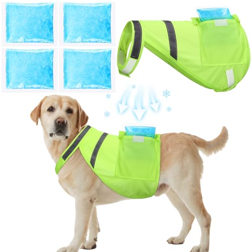 Aliceset Kühlweste für Hunde, mit 4 recycelbaren Eisbeuteln, für Sommer, Outdoor, Kühlgeschirr, verstellbare Jacke, Kühler, Größe L, 2 Stück Aliceset Kühlweste für Hunde, mit 4 recycelbaren Eisbeuteln, für Sommer, Outdoor, Kühlgeschirr, verstellbare Jacke, Kühler, Größe L, 2 Stück von Aliceset