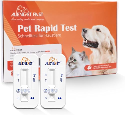 Giardia Lamblia Antigen Test Device- (2 Tests) Giardien-Test zuverlässig als Test bei Darmparasiten und Durchfall - Für Hunde & Katzen bei Giardia von AlievePet