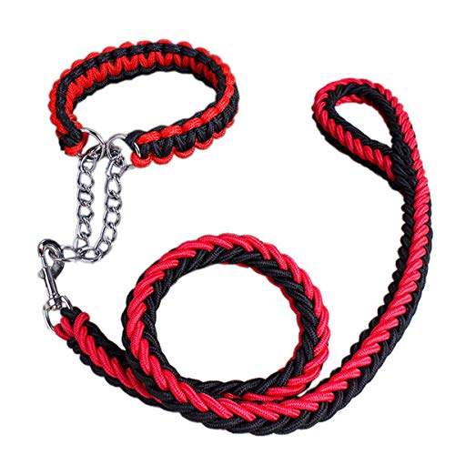 Alihoo Hundeline, 1,2m Hundehalsband Starke Trainingsleine Hundeleine 100% Nylon, für mittelgroße und große Hunde (Rot-Schwarz) von Alihoo