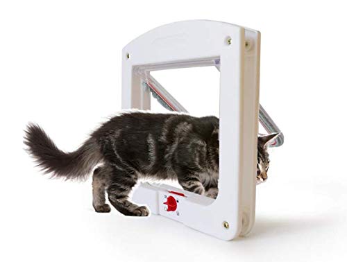 Alihoo Katzenklappe Tür für Haustiere, mit 4-Wege-Verriegelung, klassische Haustiertür, einfache Installation, universelle Passform, bequem, Haustiertür für Katzen von Alihoo