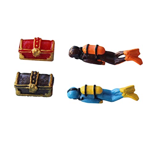 Alipis 1 Satz Tauchermodellschatzkiste Fisch Figur Bronze Dekorationen Für Aquarien Aquarium Uv Taucher Modell Tauchen Tauchspielzeug Taucher Rot Harz 4 Stück von Alipis