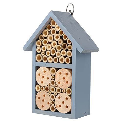 Alipis 1 Stück Insektenholzhaus Insektenhaus Dekoratives Bienenhaus Nisthaus Nisthabitat Vogelhaus Insektenbienenhaus Insektenhäuser Insekten Lebensraum Insektenhotel Eisen Blau von Alipis