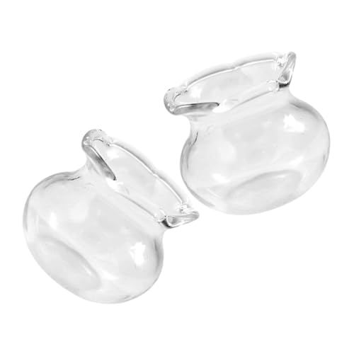 Alipis 2 Stück Kleine Fischschüssel Miniatur-Aquarium Szenenzubehör kleines Mini-Aquarium Kleiner Fischtank Mini-Fischschalen Betta-Fischschale Glas Transparent von Alipis