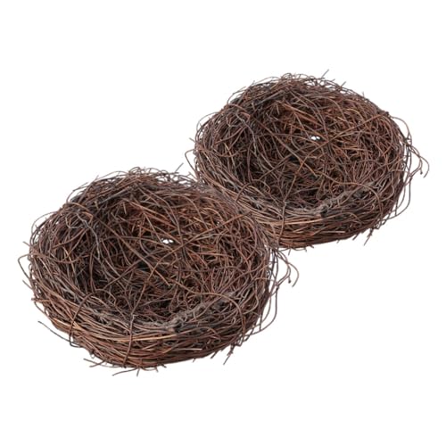 Alipis 2 Stück Rattan Vogelnester Realistische Handgewebte Vogelhäuschen Natürliche für Garten Party Hochzeit Vielseitige Foto Requisiten und Raumdekoration von Alipis