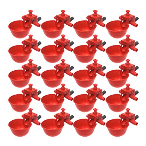 Alipis Wachtel Tränke 20 Hühnerwasserbecher Automatischer Trinknapf aus für Geflügel Hühnchen Tauben V?Gel Wachteln Trinkschalen mit Einstellbarem Wasservolumen (Rot) Tränken Für Geflügel von Alipis