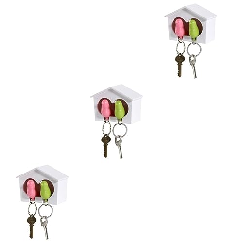 Alipis 3 Stück 2 Paar Schlüsselanhänger Birdhouse Schlüsselanhänger Mit Grünem Vogel Schlüsselanhänger Für Paare Schlüsselkarabiner Vogelhaus An Der Wand Montiert Weiß Liebhaber Der Vogel von Alipis