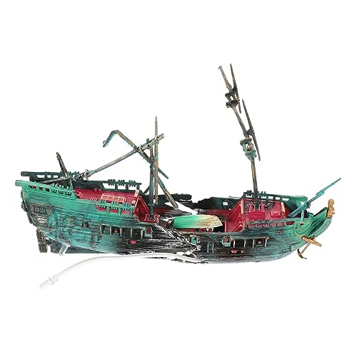 Alipis Aquarium Dekoration Schiffswrack Ornament Imitation Schiffswrack Deko Aus Harz Für Fischbecken Langlebig Realistische Gestaltung Fisch Tank Zubehör Zufällige Farben von Alipis