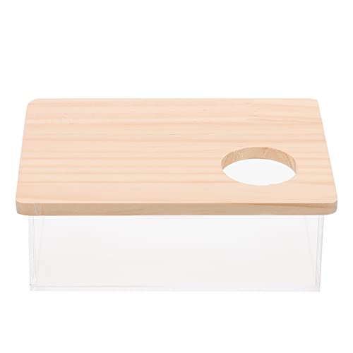 Alipis Kaninchen Toilette Hamster Sandbad Box Acryl Kleiner Tier Sandbad Duschbad Duschbad Graben Sand Badewanne Hamsterbett mit Holzabdeckung für Kleine Haustier Hamster Sandbad von Alipis