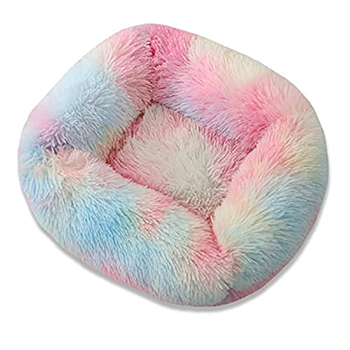 Aliuciku Quadratisches Superweiches Hundebett, Warmes Plüsch-Katzenmatten-Hundebetten für Hunde Haustierprodukt(Rainbow,L) von Aliuciku