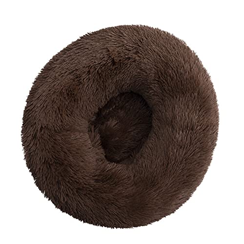 Aliuciku Super Weiches Hundebett, Plüsch Katzenmatte Rundes Hundebetten Haustier Kissen(Brown,40x40cm) von Aliuciku