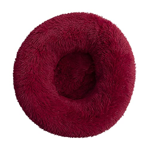 Aliuciku Super Weiches Hundebett, Plüsch Katzenmatte Rundes Hundebetten Haustier Kissen(Claret,50x50cm) von Aliuciku