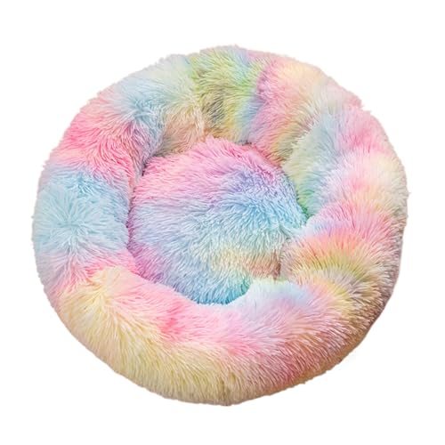Aliuciku Super Weiches Hundebett, Plüsch Katzenmatte Rundes Hundebetten Haustier Kissen(RainbowColor,40x40cm) von Aliuciku