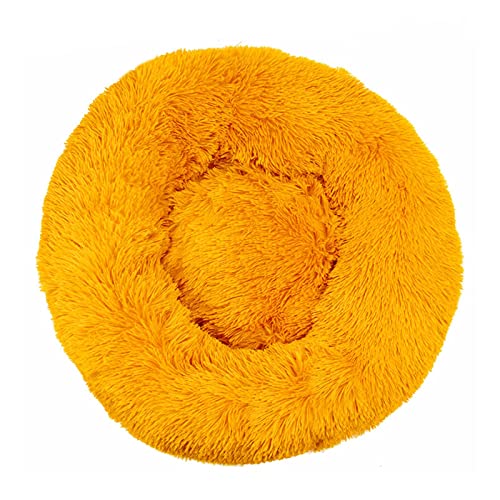 Aliuciku Super Weiches Hundebett, Plüsch Katzenmatte Rundes Hundebetten Haustier Kissen(Turmeric,50x50cm) von Aliuciku
