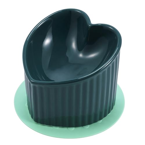 Keramik-Katzenfutternapf, geneigt, 14 cm, mit rutschfestem Silikon-Pad, 170 ml, Dunkelgrün Keramik-Katzenfutternapf, geneigt, 14 cm, mit rutschfestem Silikon-Pad, 170 ml, Dunkelgrün von All-Pie
