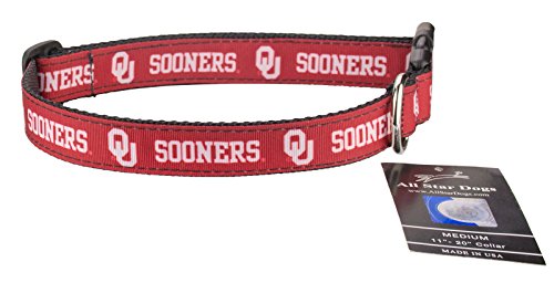 All Star Dogs Oklahoma Sooners Ribbon Hundehalsband, Med 1in w - Fits 12in-20in, rot von All Star Dogs