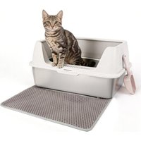 All for paws Edelstahl-Katzentoilette mit Streumatte & Schaufel sand von All for paws