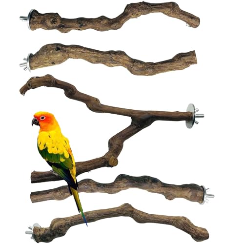 Allazone Naturholz Sitzstangen für Vögel - 5 Stück Traubenstab Papagei Schaukel Spielzeug von Allazone