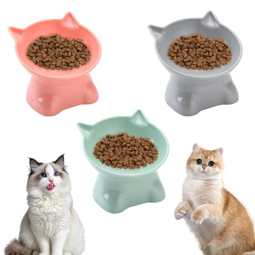 Katzennapf, 3 Stück Futternapf Katze, Erhöhter Katzennapf Set, Katzennapf Erhöht Fressnapf Katze mit 15° Neigung Design und Unterlage, Anti-Kotz Erhöhte Katzennäpfe für Futter und Wasser Katzennapf, 3 Stück Futternapf Katze, Erhöhter Katzennapf Set, Katzennapf Erhöht Fressnapf Katze mit 15° Neigung Design und Unterlage, Anti-Kotz Erhöhte Katzennäpfe für Futter und Wasser von Alleshelfer