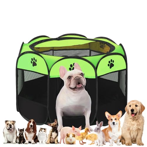 Welpenauslauf, Welpenlaufstall, Laufstall Hund, Katzengehege, 44.88 X 44.88 X 22.83in Hundelaufstall für Wohnung, Welpenauslauf Indoor, Laufstall Katze, Hasengehege, Kaninchengehege (Grün+Schwarz, L) Welpenauslauf, Welpenlaufstall, Laufstall Hund, Katzengehege, 44.88 X 44.88 X 22.83in Hundelaufstall für Wohnung, Welpenauslauf Indoor, Laufstall Katze, Hasengehege, Kaninchengehege (Grün+Schwarz, L) von Alleshelfer